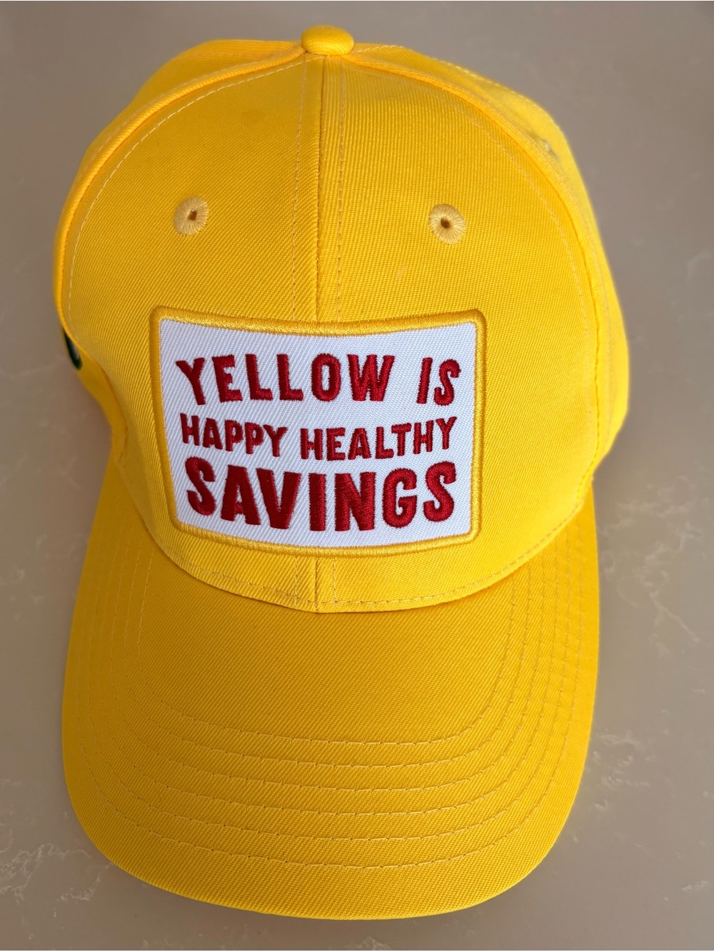 Whole Foods 'YELLOW IS HAPPY HEALTHY SAVINGS'  Hat One Size NWT